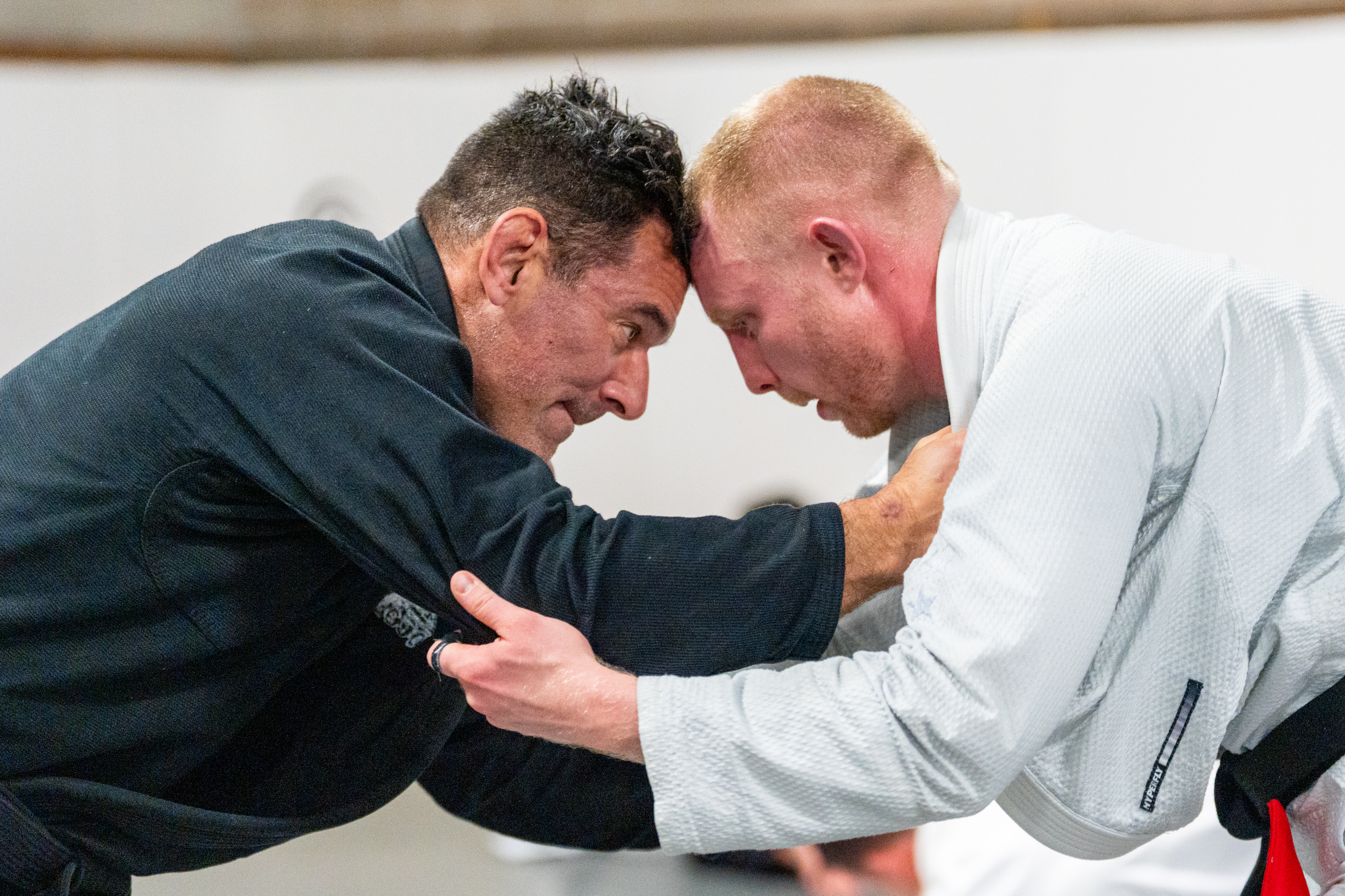 Two men rolling on the mat